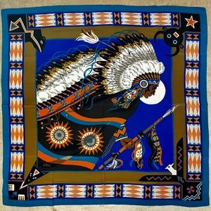 Bob Mackie Warrior Silk Scarf, large, 40" x 38"